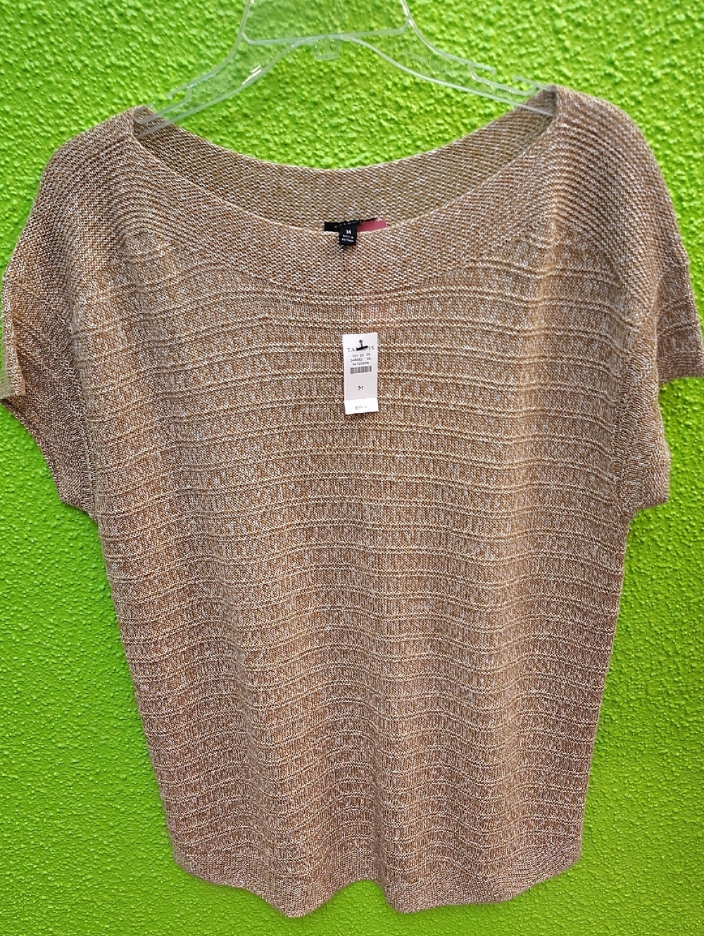 Talbots Metallic Taupe and Gold Knit Top